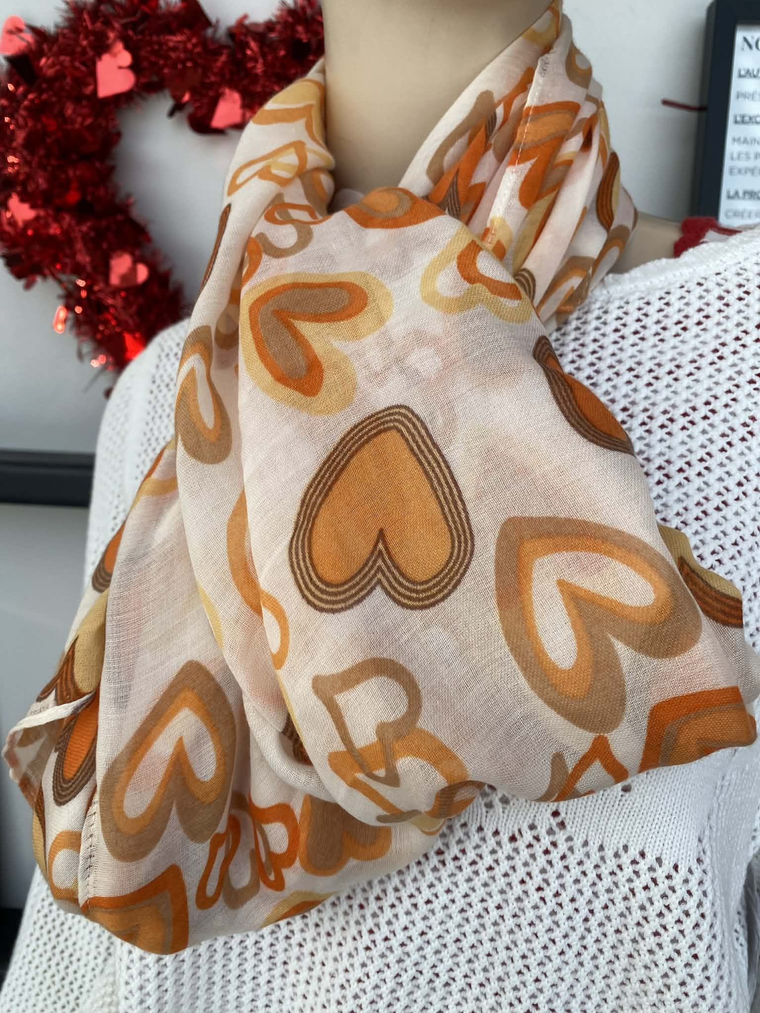 Tom & Eva foulard orange coeurs