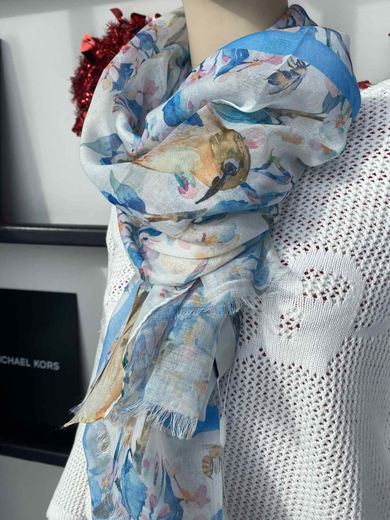 Difirenze foulard bleu oiseau