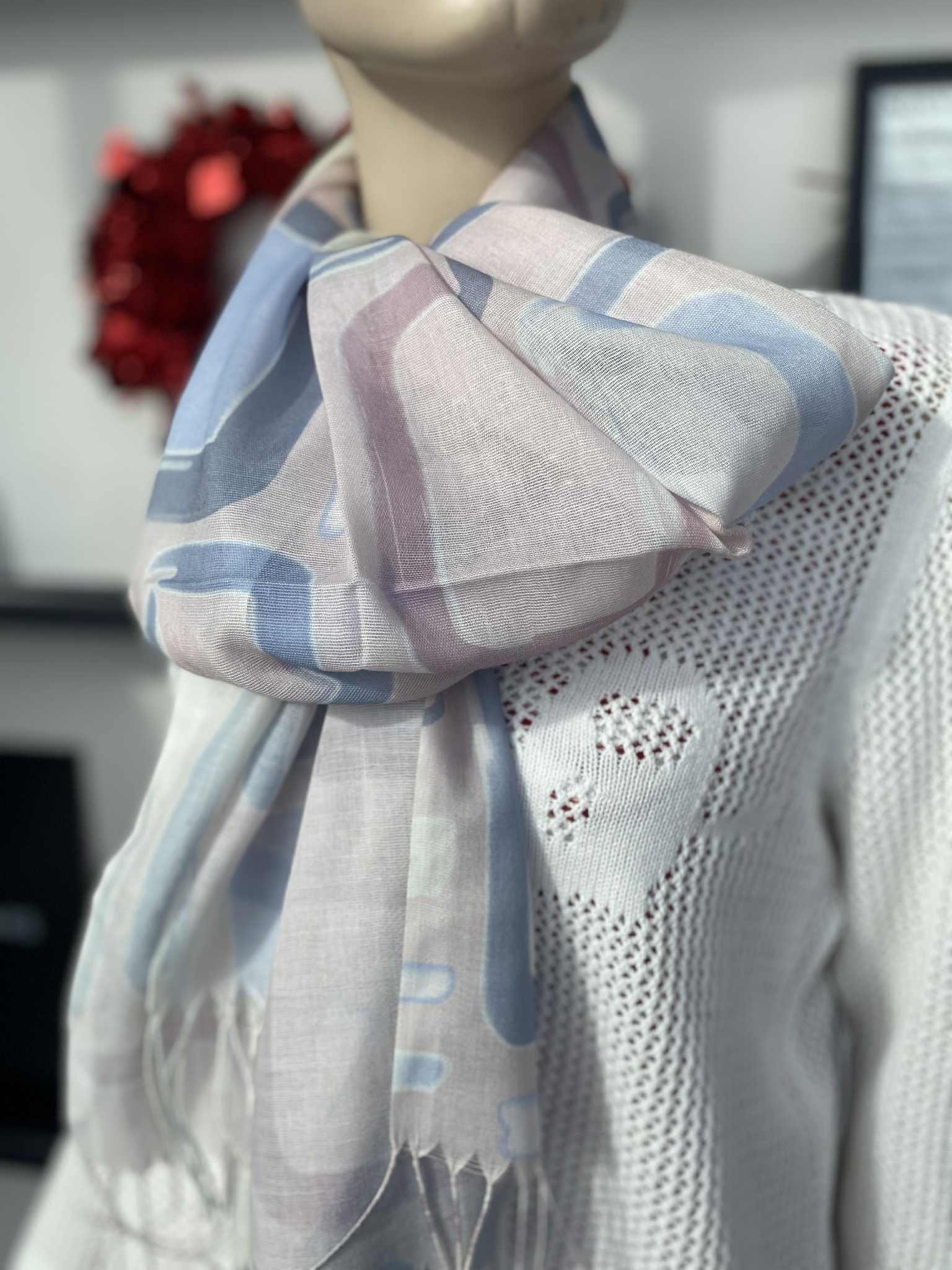 Tom & Eva foulard rose motif géométrique