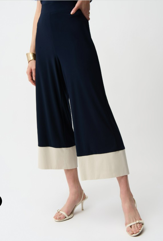 Joseph Ribkoff Pantalon-culotte à enfiler en tricot soyeux et popeline extensible à blocs de couleurs