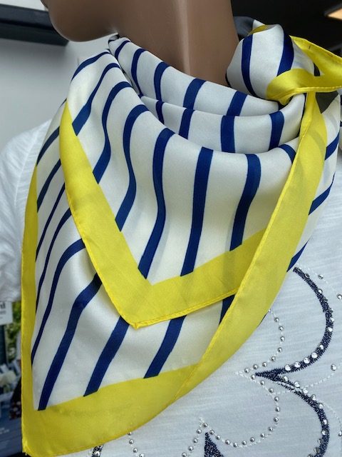 Difirenze foulard marine rayé jaune