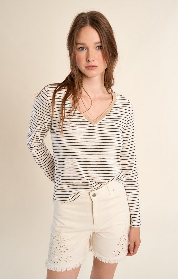 Molly Bracken T-shirt marinière, col V