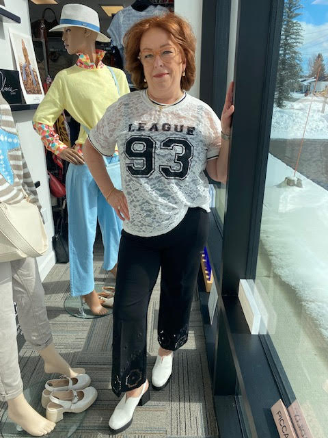 Lisette Pantalon noir bas ajouré