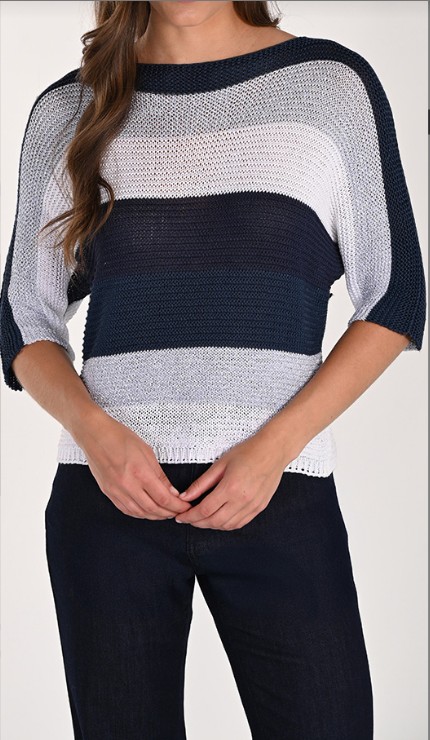 Frank Lyman Tricot rayé ajouré manche 3/4