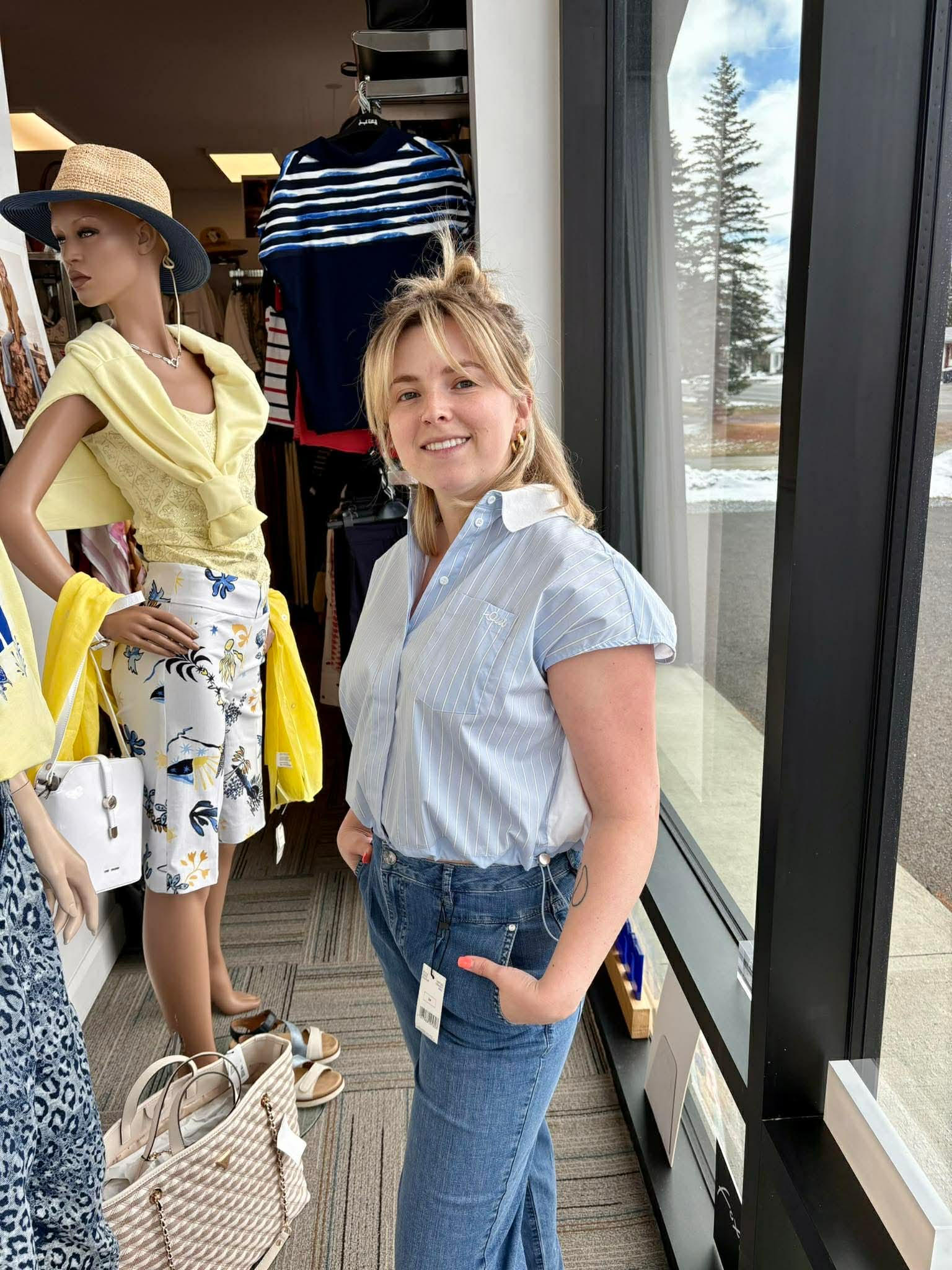 Oui Blouse courte rayée sans manche