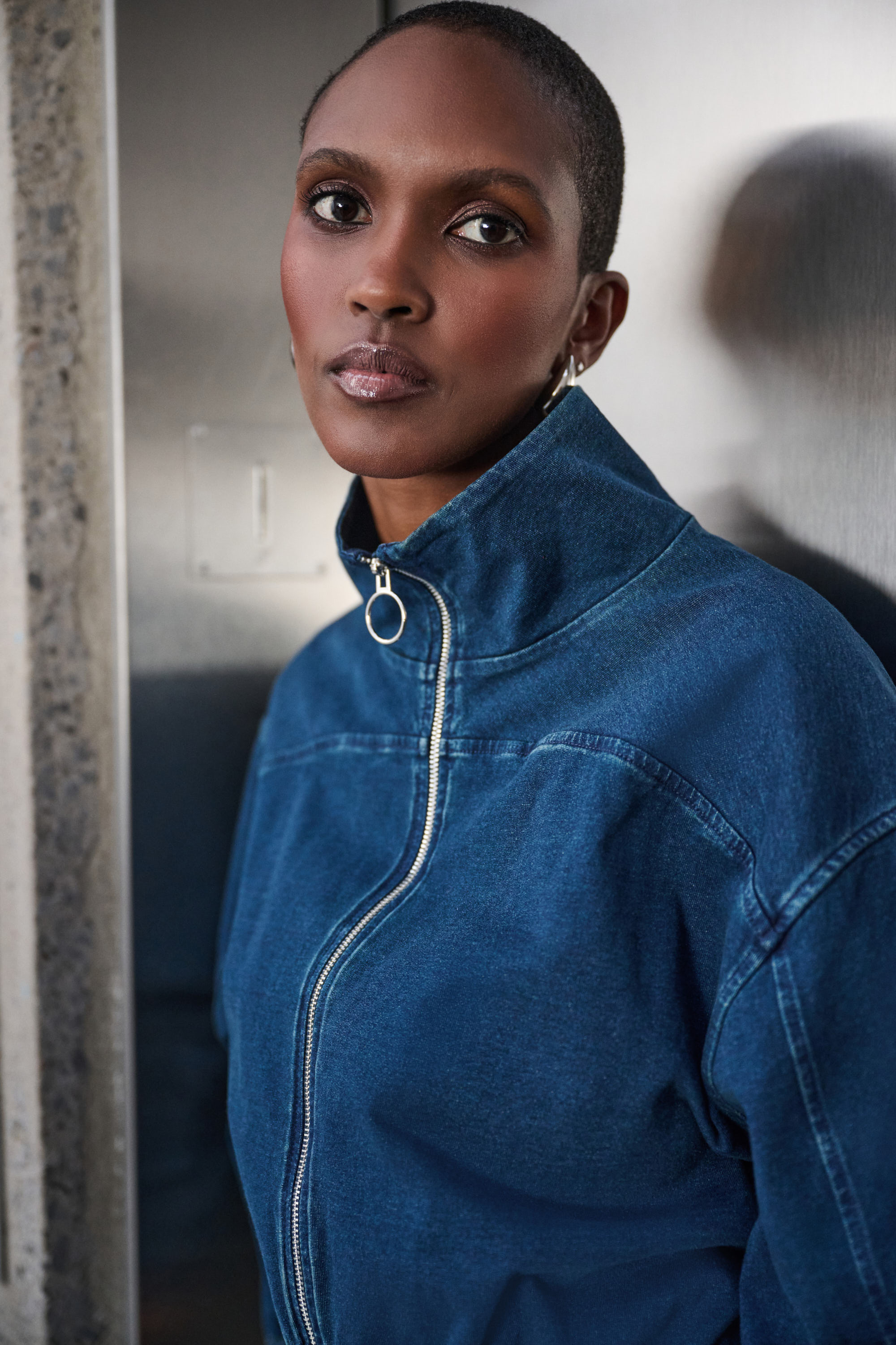 Joseph Ribkoff blouson aviateur en denim tricoté