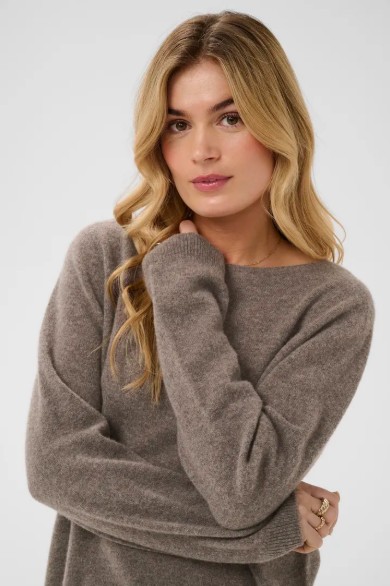 Cream Mela tricot fin manche longue uni