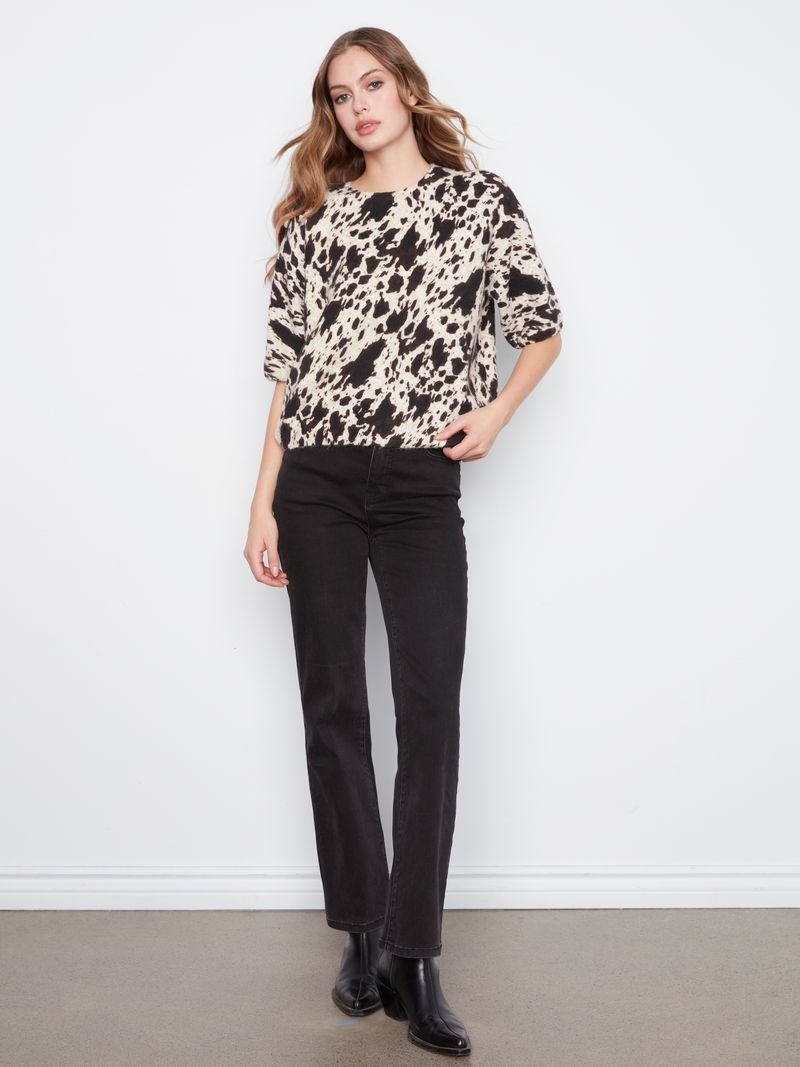 Charlie B tricot ballon tacheté manches aux coudes