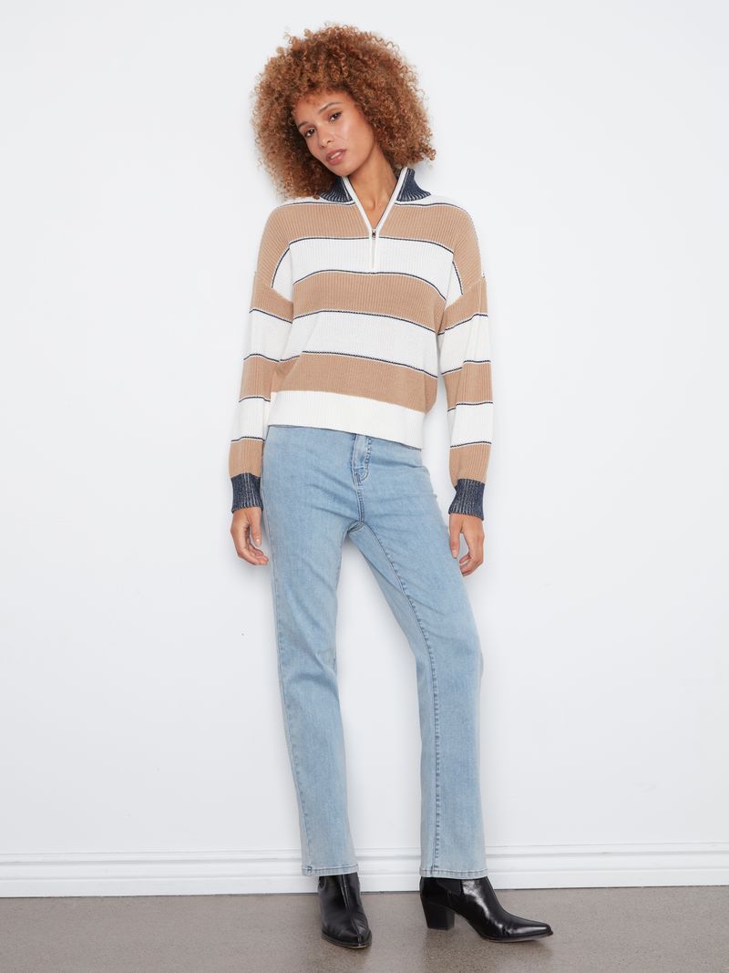 Charlie B chandail demi-zip rayé manches longues