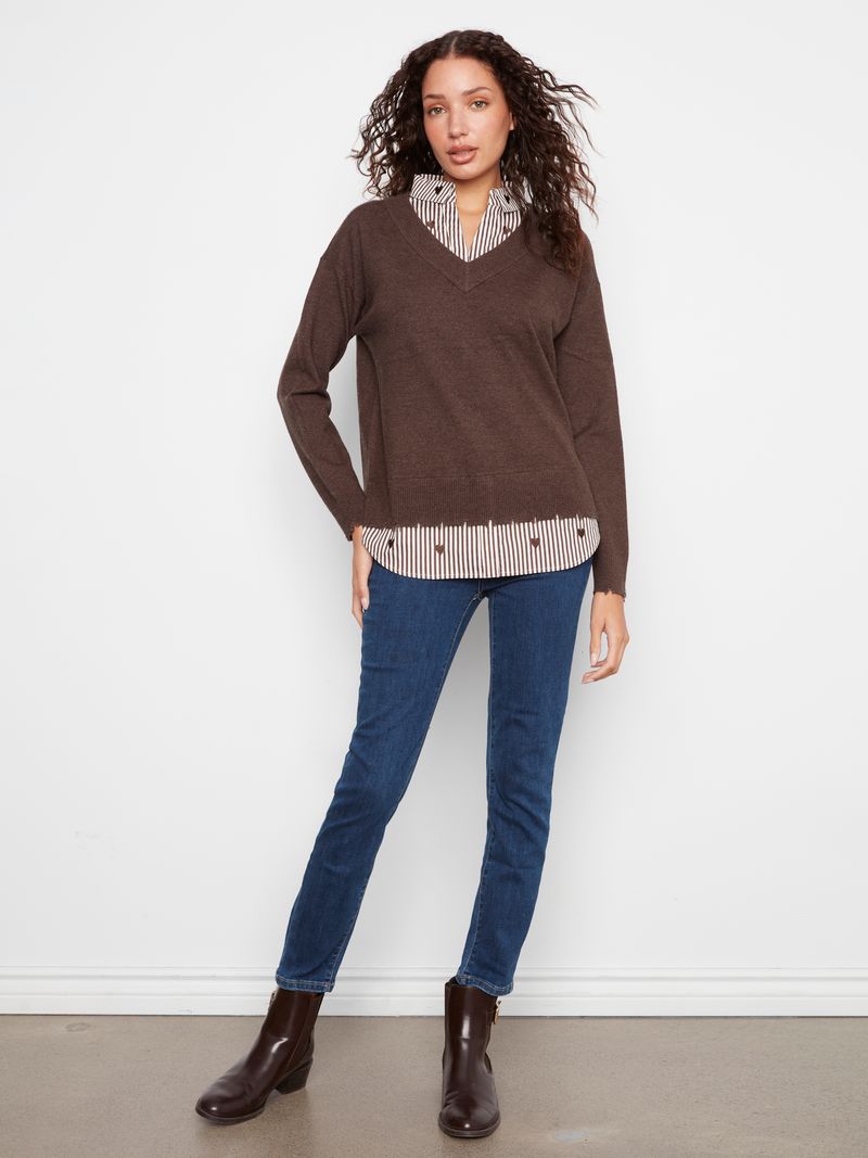 Charlie B chandail manches longues effet fausse chemise