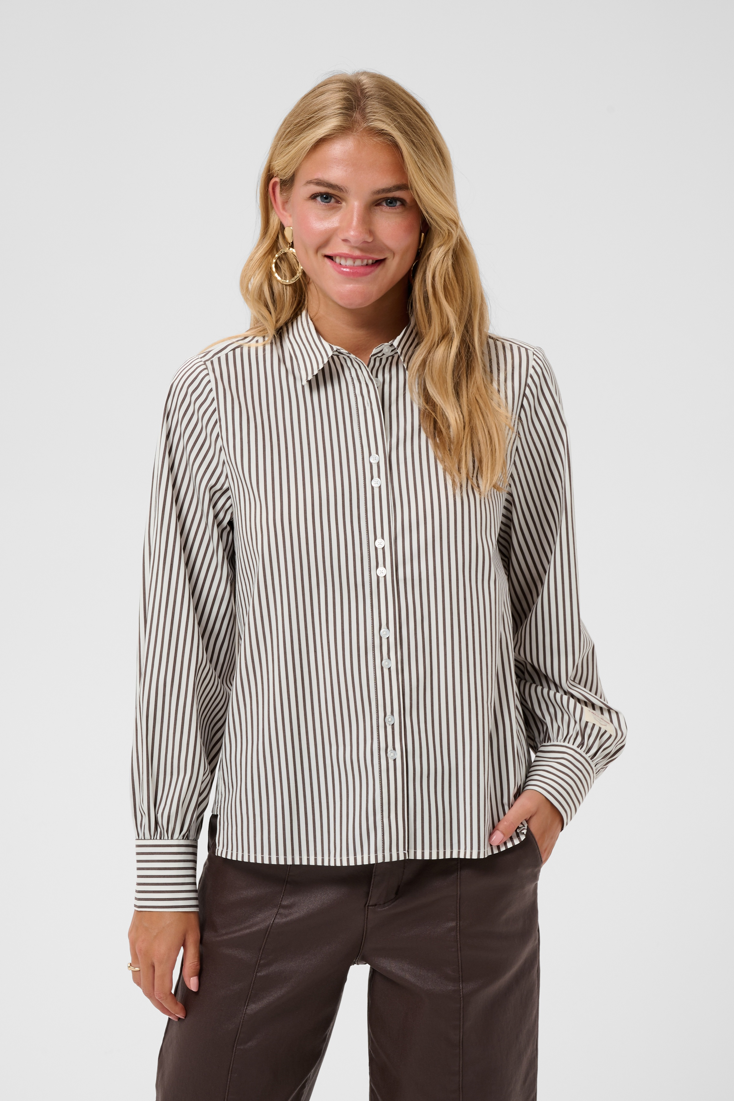 Cream Mira blouse manches longues rayée