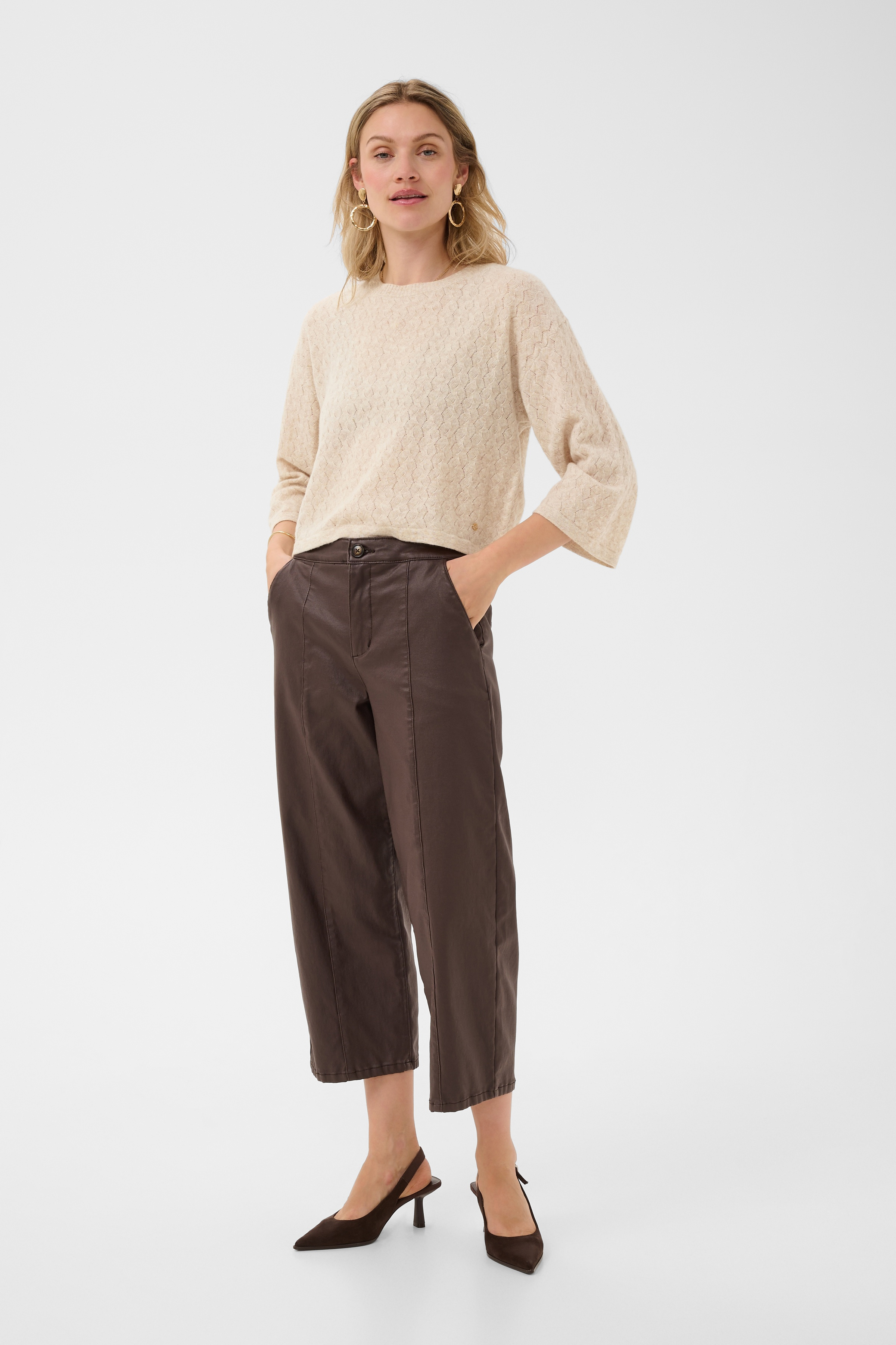 Cream Mela tricot court texturé manches 3/4
