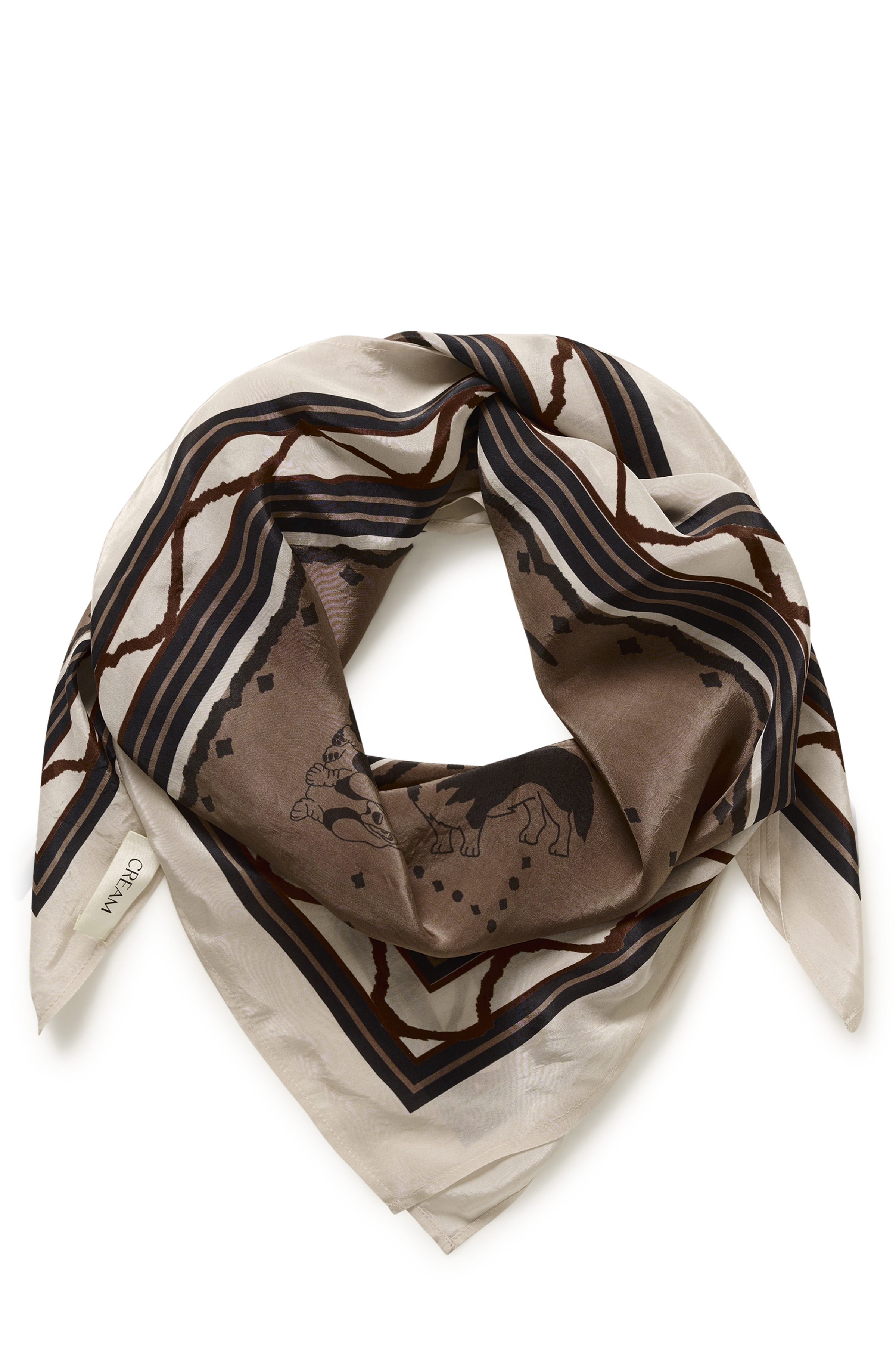 Cream Ashli foulard carré imprimé