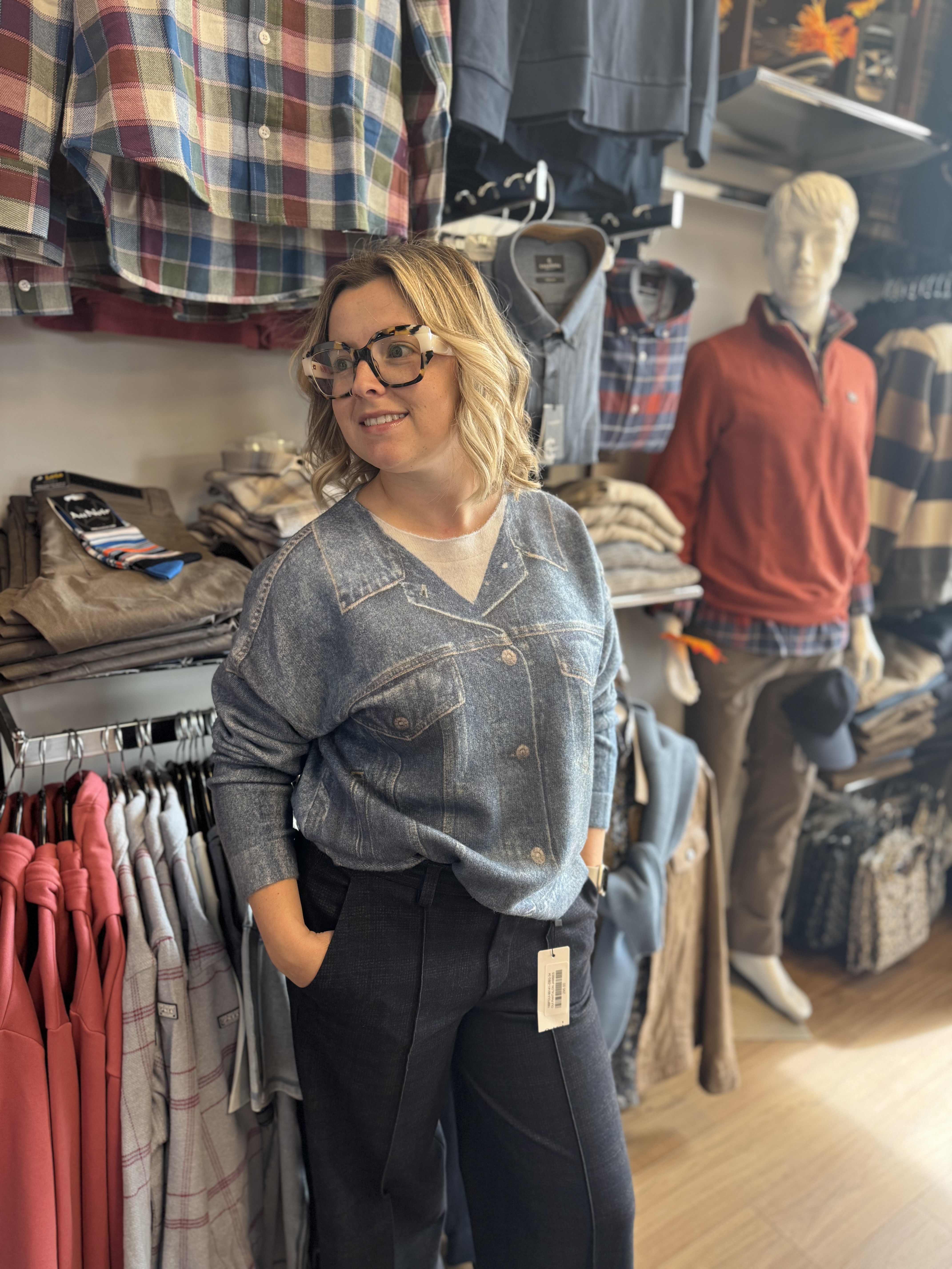 Oui ! Tricot manches longues imprimé "manteau de jeans"