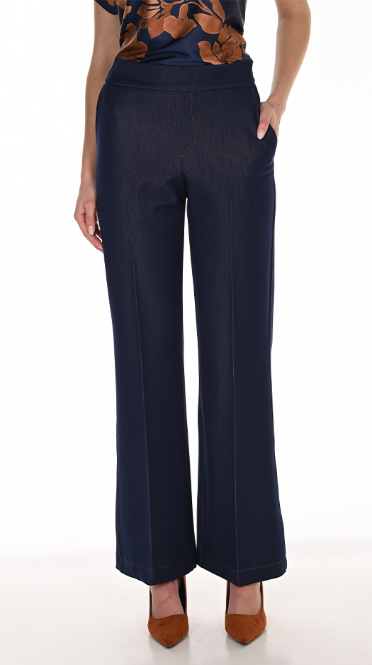 Frank Lyman Pantalon jambe large couleur denim