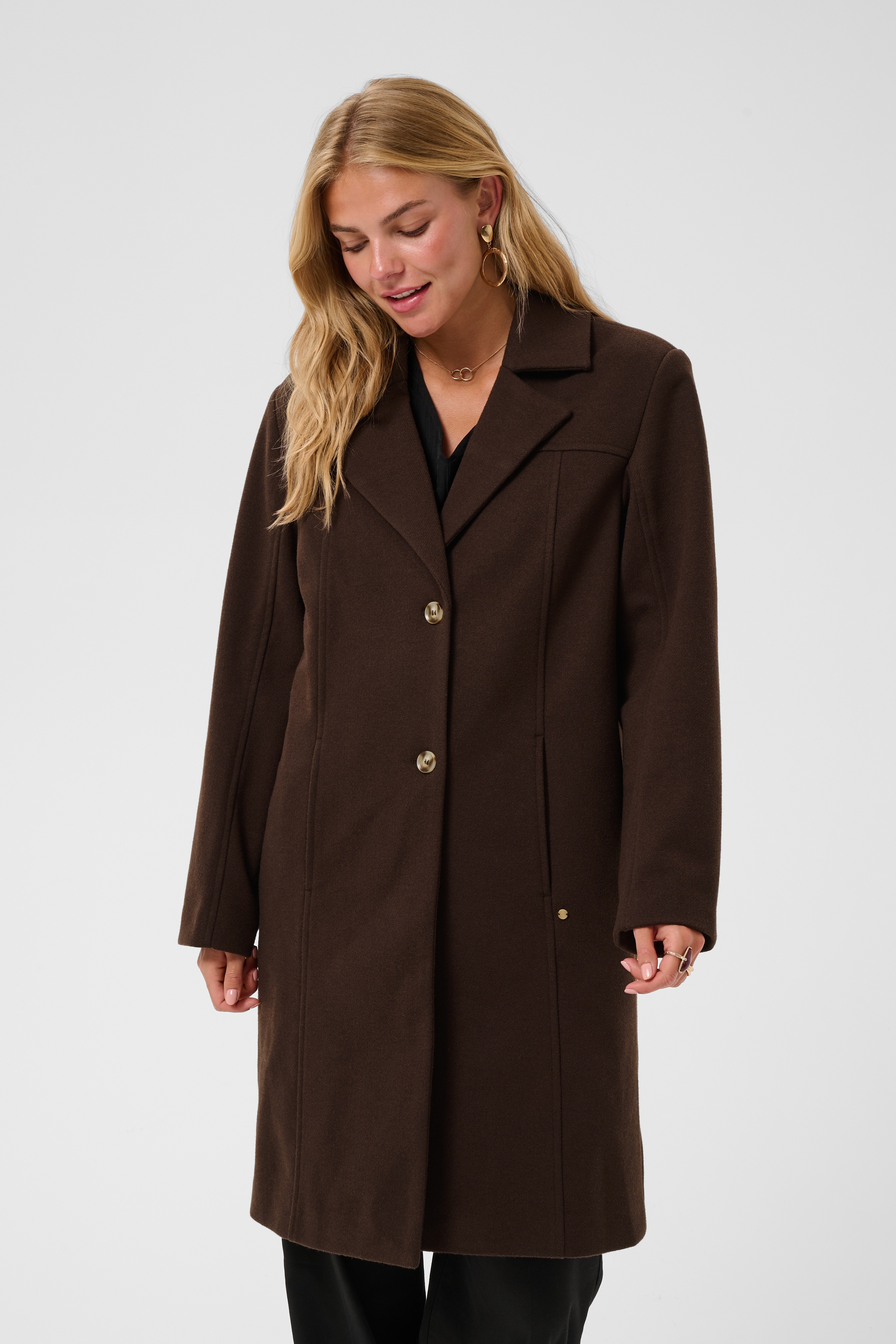 Cream Jaze manteau long en lainage