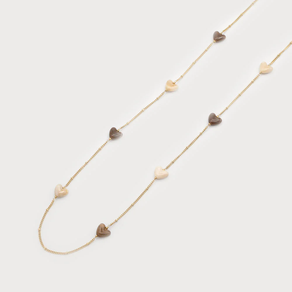 Caracol chaine longue coeurs deux tons