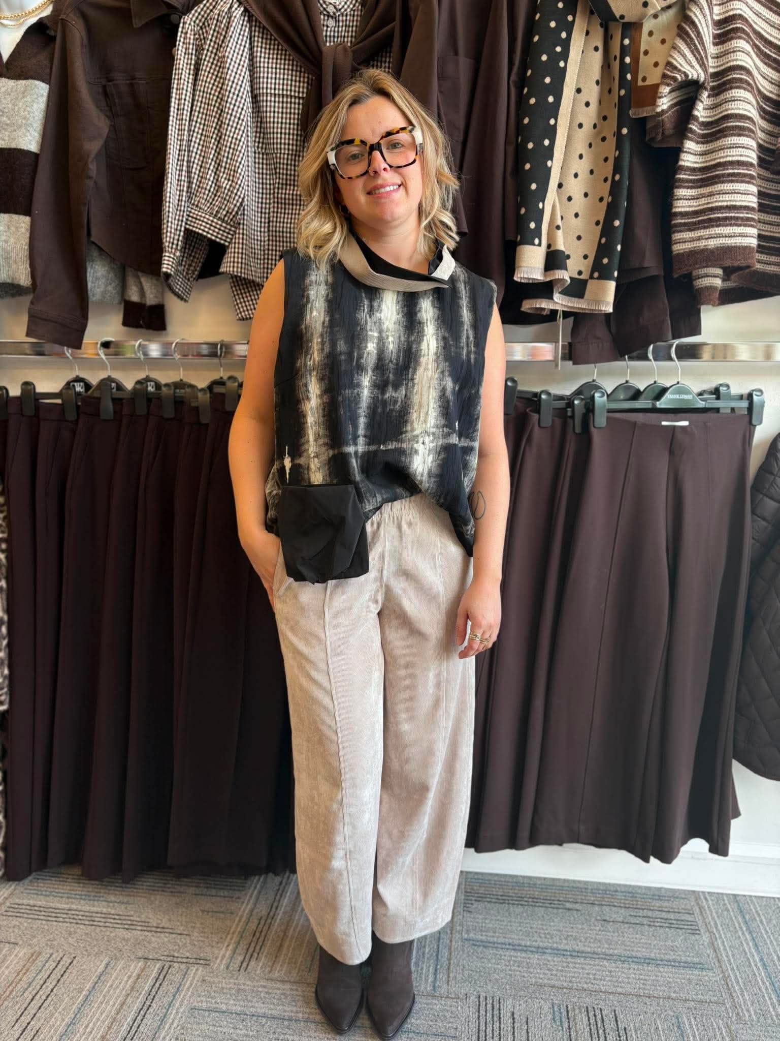 Naya Pantalon look velours côtelé