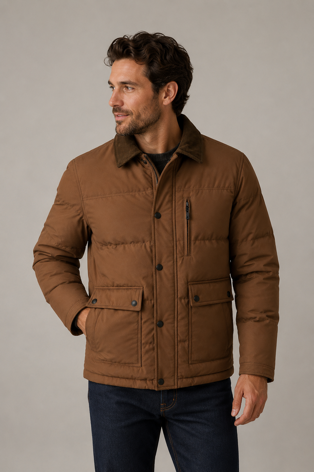 Point Zero Parka utilitaire avec détails en velours côtelé