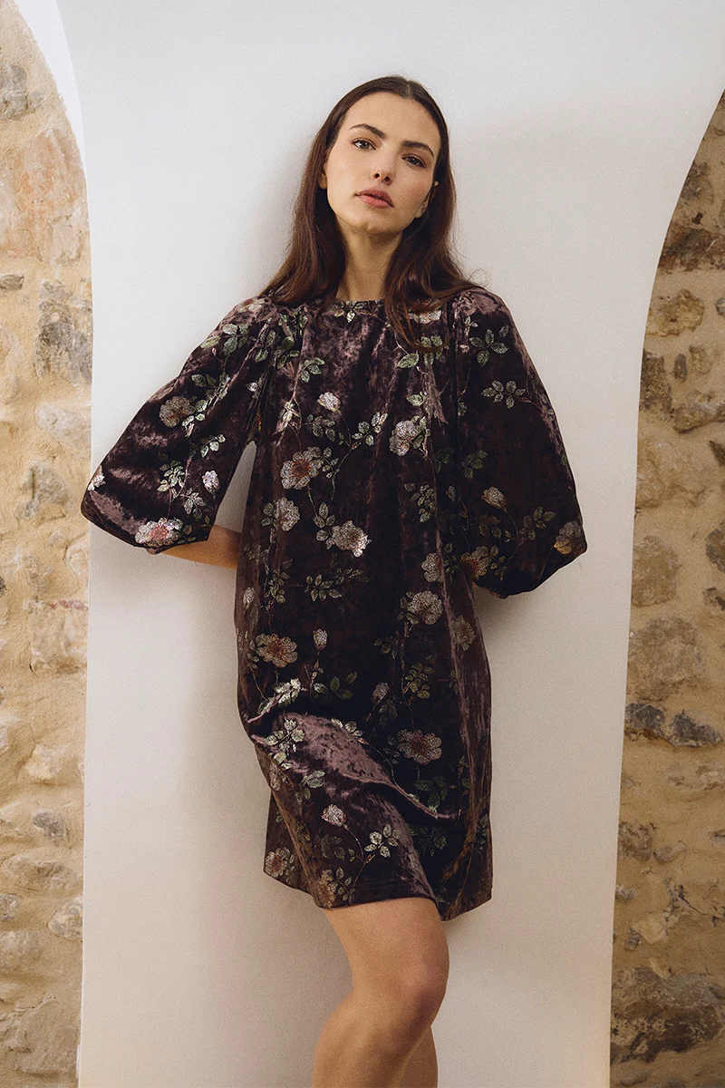 Molly Bracken Robe en velours avec manches ballon